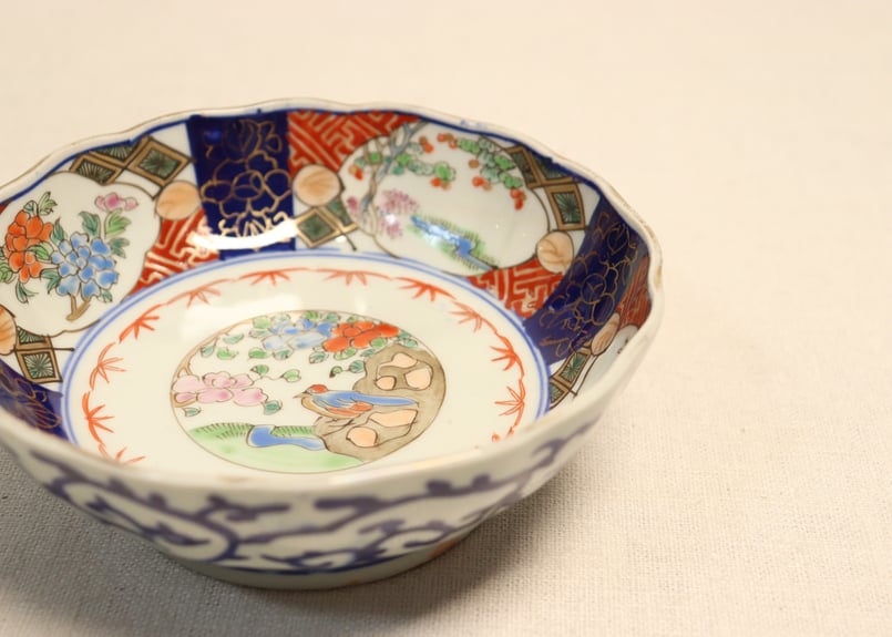 江戸幕末色絵牡丹と花鳥図なます皿 | 吉祥寺PukuPuku