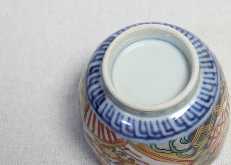 明治前期色絵扇面に菊図通り物向付