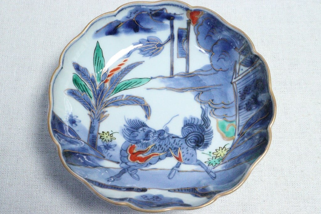 寄付出品】江戸時代古布志名焼 色絵 芭蕉・達磨図 寄付出品】江戸時代古布志名焼 色絵 芭蕉・達磨図