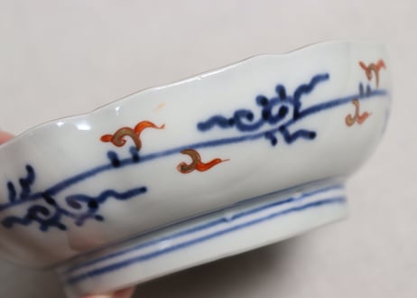 明治前期色絵松竹梅に鶴亀図通り物なます皿③ノミホツ