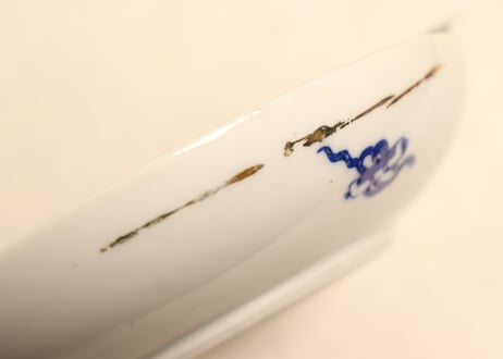 明治後期～大正銅判色絵龍と梅図5寸皿