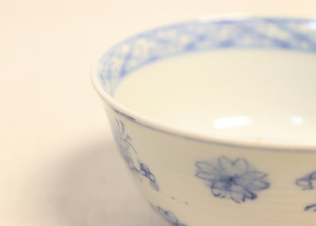 明治前期染付桜図飯茶碗② 少甘手