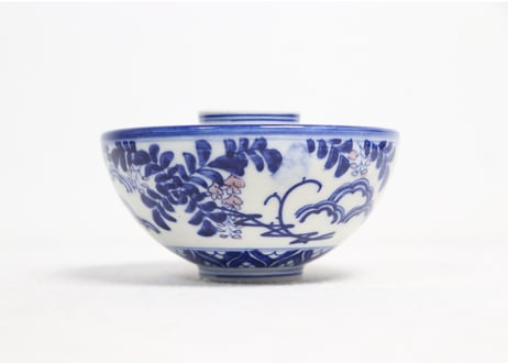 明治前期染付藤図蓋茶碗