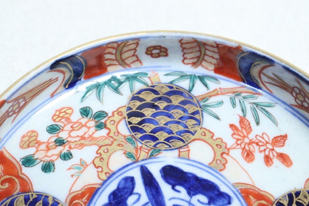 幕末−明治期、八田焼、色絵牡丹紋鉢、銘無、箱無 九谷焼 秀月作 『色絵牡丹図八寸皿』1鉢｜Yahoo!フリマ（旧