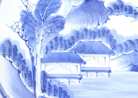 江戸幕末染付山水図尺皿