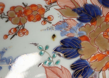 明治前期色絵四方牡丹と菊図8寸鉢