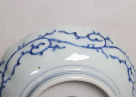 江戸幕末線描き牡丹と蝶図なます皿①