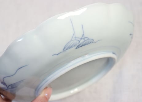 江戸幕末線描き山水図7寸皿