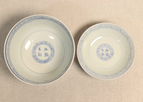 江戸幕末濃み埋め鳳凰と花図飯茶碗