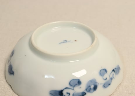 明治後期~大正染付山水図菊図縁なます皿