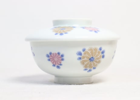明治後期~大正染付桐と菊図蒸茶碗