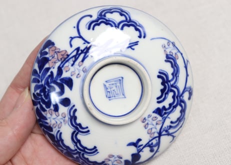 明治前期染付藤図蓋茶碗