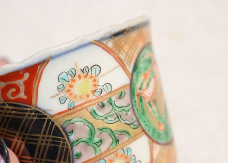 明治前期色絵鳳凰図向付 5客組 1客ノミホツ