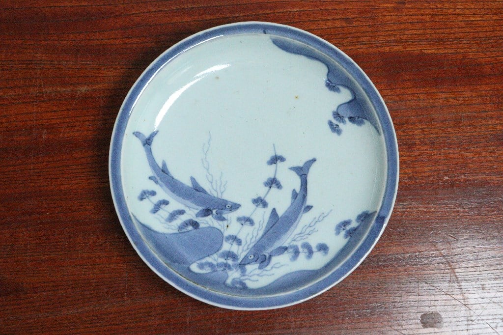 江戸期 湖東焼 染付【雁飛来図】 向付 小皿★美品★ 江戸期 湖東焼 染付【雁飛来図】 向付 小皿☆美品☆