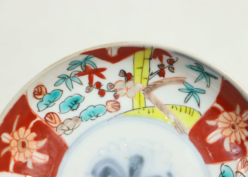 明治前期色絵三方に松竹梅図小皿②裏絵付け違い | 吉祥寺PukuPuku