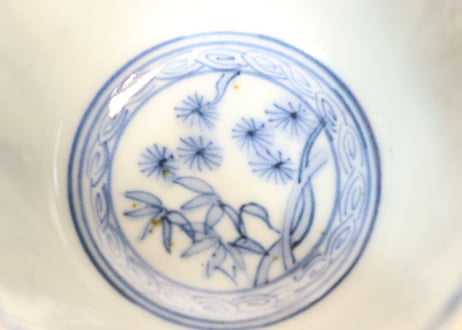 明治前期色絵芦に鳥と牡丹図通り物向付