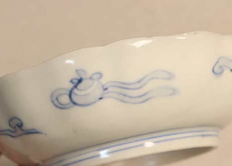 明治前期色絵柴垣に梅と龍図通り物なます皿②ノミホツ