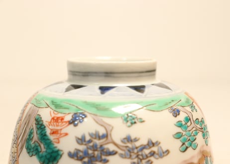 明治前期色絵山水図飯茶碗