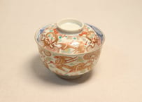 明治前期色絵松鶴図通り物飯茶碗
