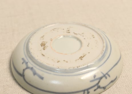 江戸後期青磁縁染付山水図小皿①濃いめ