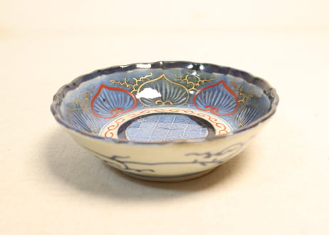 江戸幕末赤絵金彩八方に葵図なます皿②濃いめ,かたつき