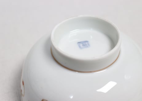 明治前期赤絵金彩桐と鳳凰図蒸茶碗