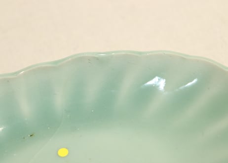江戸中期青磁舟形皿①少かたつき,少甘手