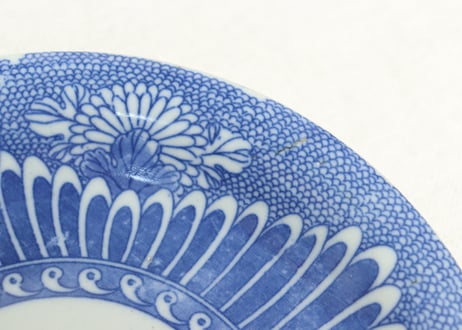 明治後期～大正銅判菊と角花弁図6寸皿