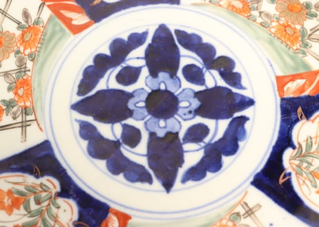 明治前期色絵菊と桔梗図7寸皿①　濃いめ