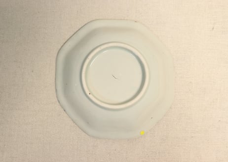江戸後期染付水仙図八角皿③少甘手,フリモノ、窯傷