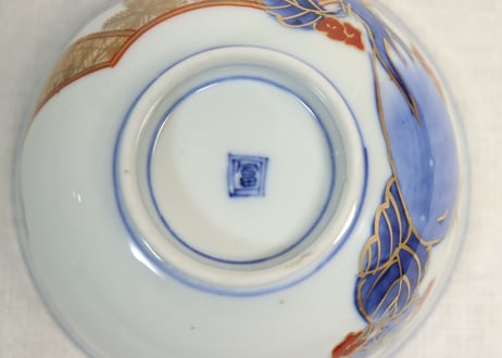 明治前期色絵富士に鷹と茄子図蓋茶碗①