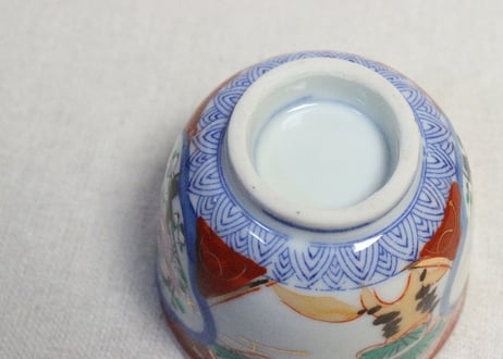 明治後期～大正銅判色絵梅と松鶴図向付