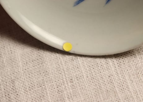 明治前期染付春蘭図台皿　ノミホツ
