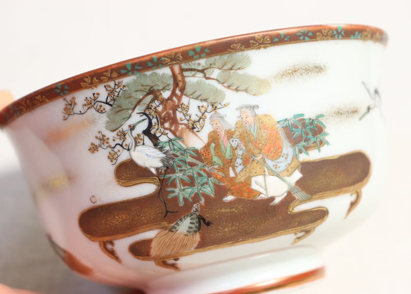 明治前期九谷焼色絵高砂図通り物蒸茶碗 | 吉祥寺PukuPuku