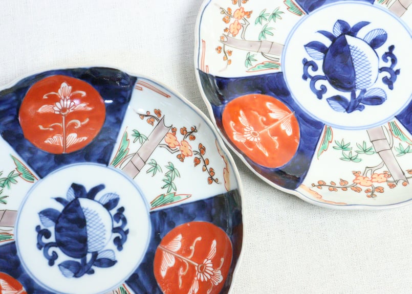 明治前期色絵桃と竹梅図通り物7寸皿 | 吉祥寺PukuPuku