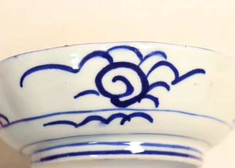 明治前期紙刷捻子に草花図なます皿
