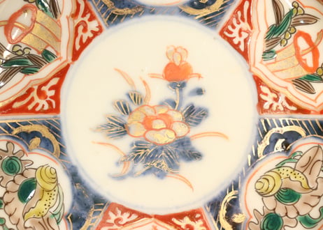 明治前期色絵三方貝図小皿