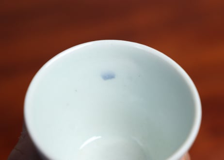 江戸中期染付若松図小猪口　高台ホツ②