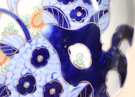 明治前期色絵紫陽花図木瓜型皿