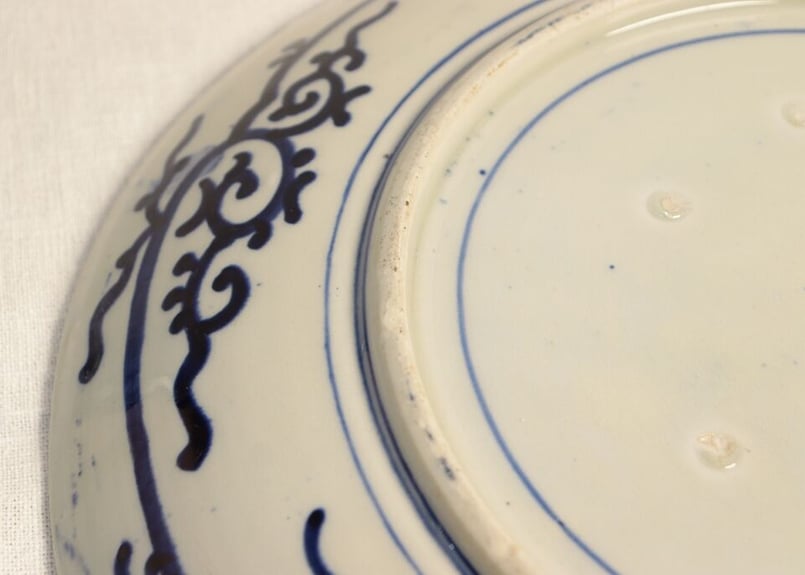 明治前期紙刷窓絵に山水と草花図一尺一寸皿 | 吉祥寺PukuPuku