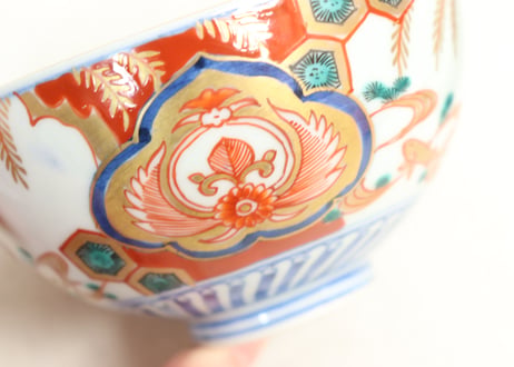 明治前期色絵柳に鮎図蓋茶碗②フリモノ,ひっつき