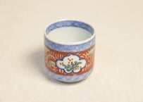 明治前期色絵三方に草花図のぞき(大ぶり)