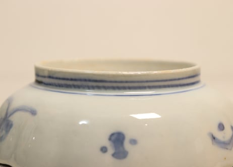 明治前期色絵桃と鶴図通り物なます皿