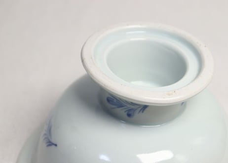 江戸幕末染付鯉に花図盃洗 ノミホツ,ぐらつき