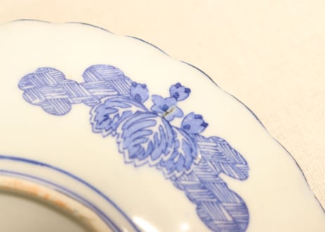 明治後期~大正銅判桐と菱花図7寸皿