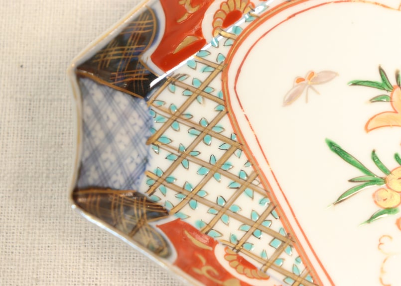 明治前期色絵葡萄図ひし形皿②ノミホツ | 吉祥寺PukuPuku