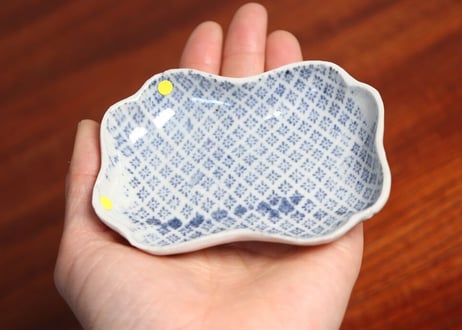 江戸中期紙刷古印判小紋図糸巻き型小皿② ノミホツ