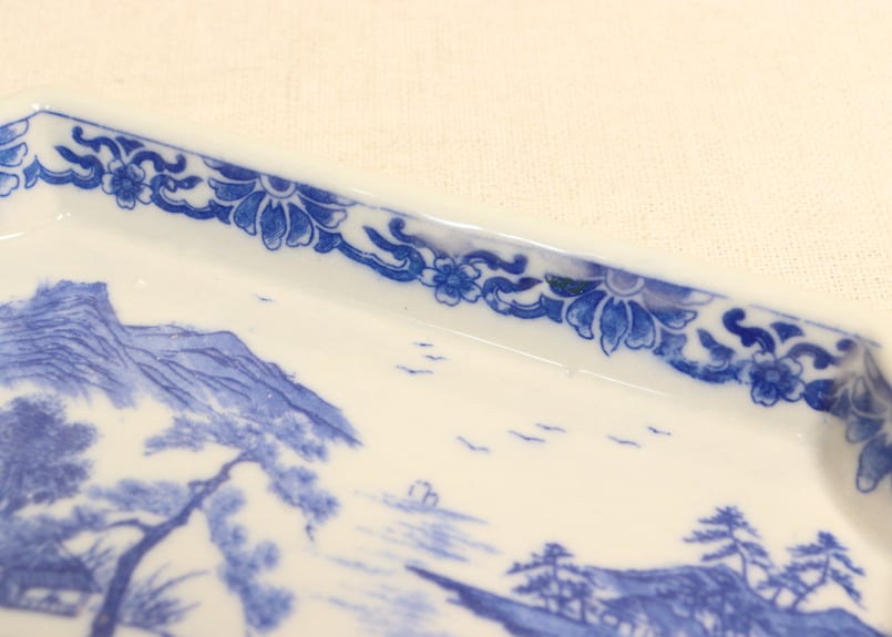 明治後期～大正銅判山水図長角皿② かたつき | 吉祥寺PukuPuku