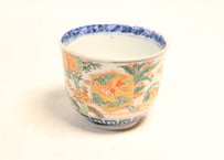 明治前期色絵菱文に松竹梅と鶴亀図向付