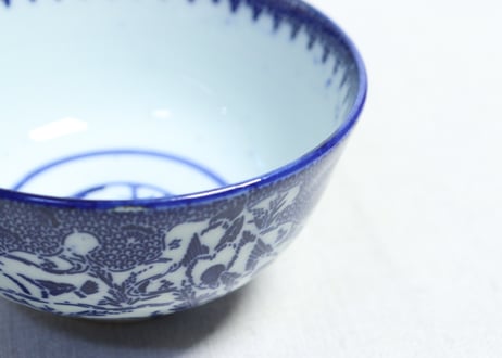 明治前期紙刷印判水鳥図飯茶碗